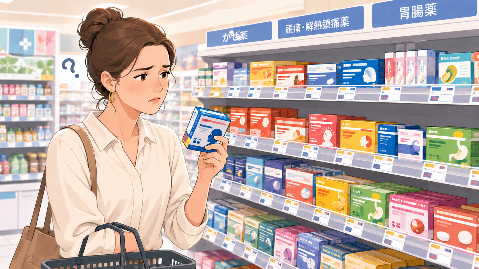 Confused foreigner at a Japanese drugstore